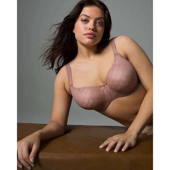 [Soma] Full Coverage Wired Stunning Support Geo Lace Balconette Bra Size 38C - Picture 1 of 10